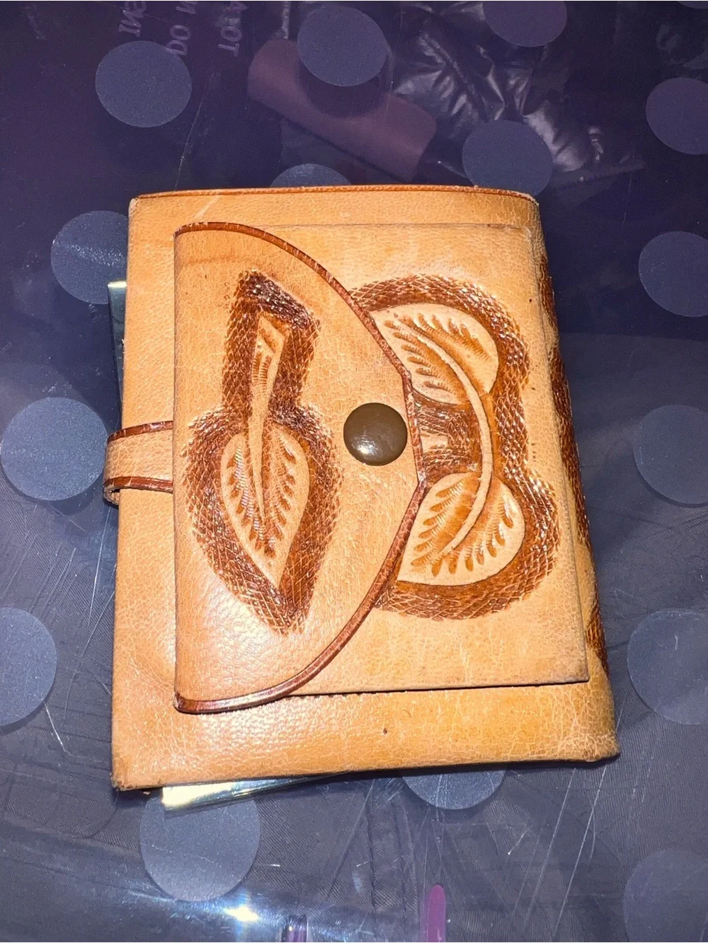 Hand-Tooled Tan Leather Wallet - Artmex